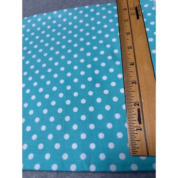 Turquoise & White Polka Dot Fabric Cotton 9" x 36" for Sewing & Crafts - Picture 2 of 5